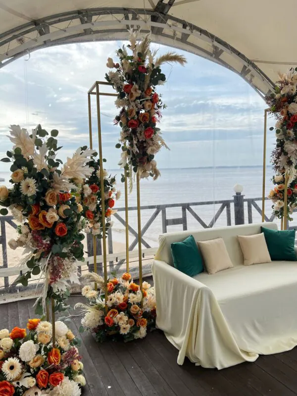 Свадьба в «Акватории» — терракота и белый, оформление G Flowers — фото 21